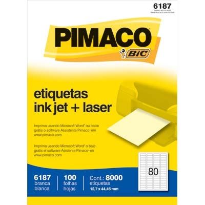 Etiqueta Inkjet/laser 6187 C/ 8000 Pimaco