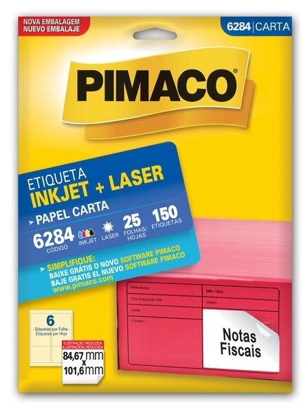 Etiqueta Inkjet/laser 6284 C/ 150 Pimaco