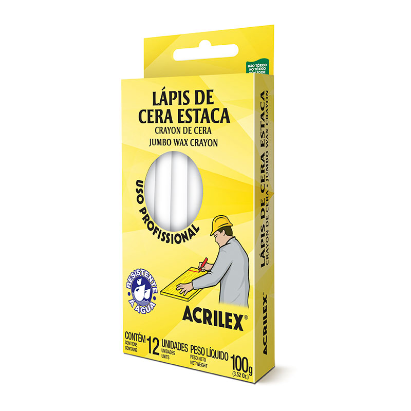 Lápis De Cera Estaca 519 Branco C/ 12 Acrilex 