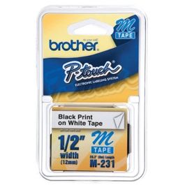 Fita Para Rotulador M.231 12mm X 8m Preto/Branco Brother 