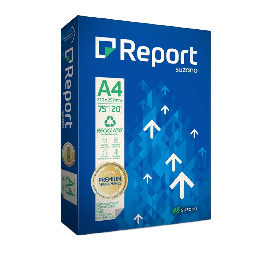 Papel Sulfite Report A4 Reciclado 75g 210mm X 297mm - 500 Folhas