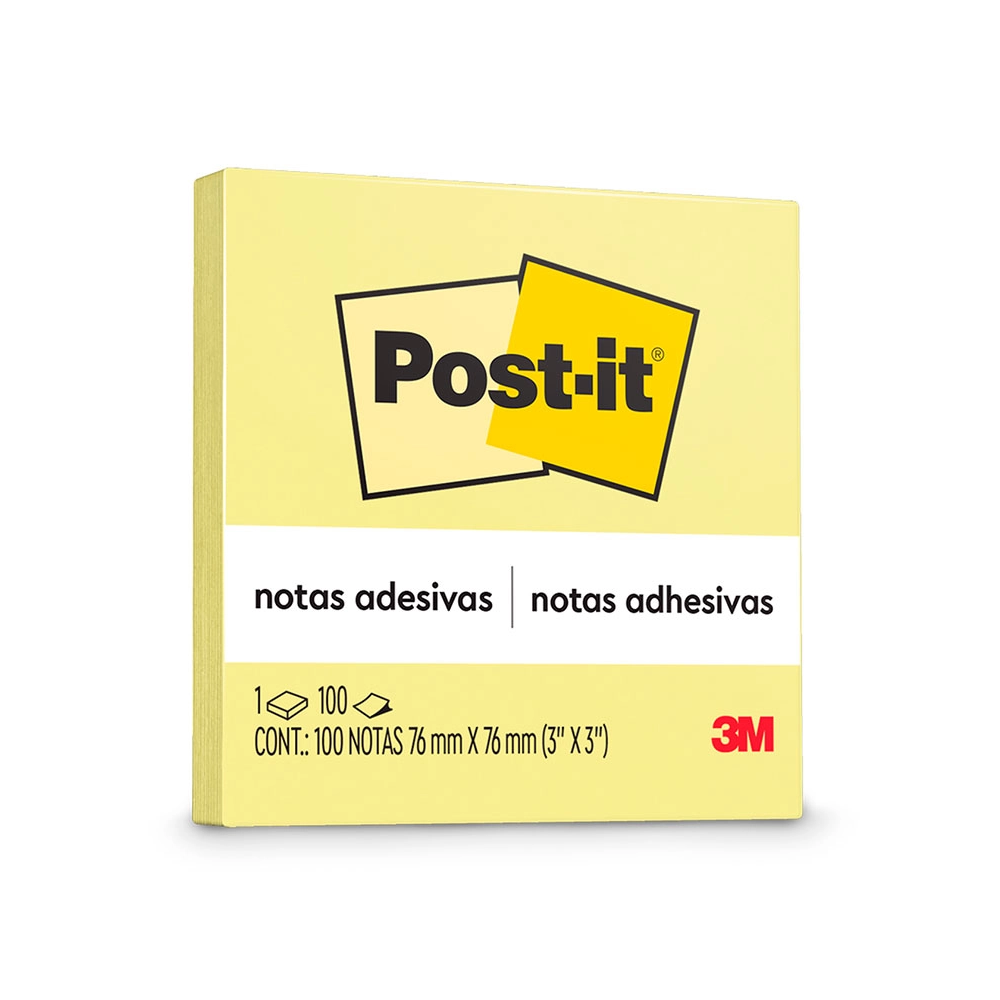 Bloco Autoadesivo 654 Amarelo 76mm X 76mm 100 Folhas Post-it 3m - 1 Bloco