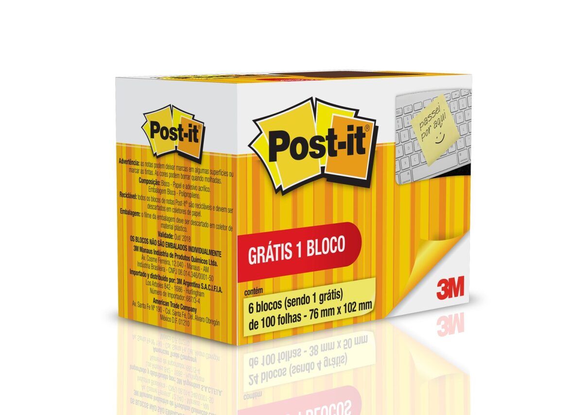 Post It 657 Amarelo 76x102 C/6 3m 