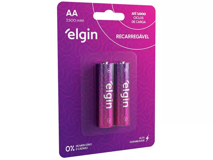 Pilha Recarregável Pequena Aa C/ 2 Elgin
