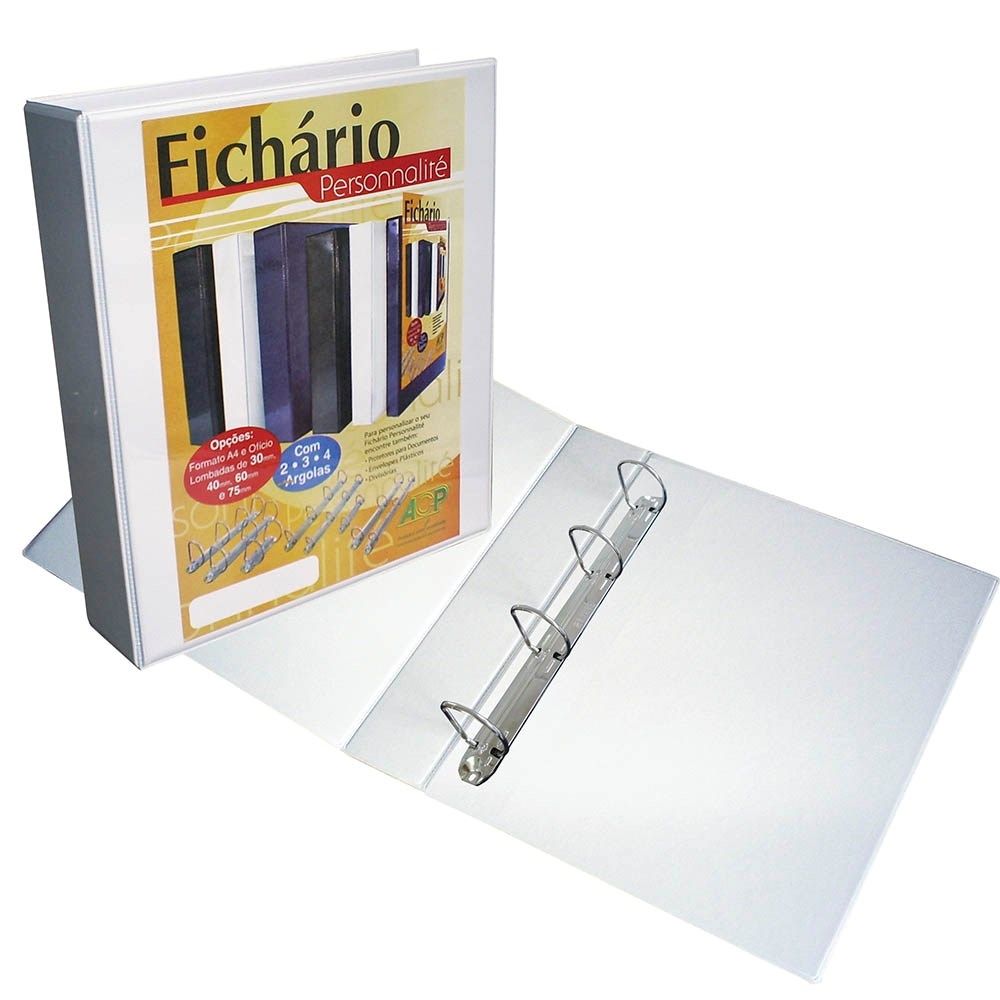 Fichário OfÍcio Revestido C/ 4 Argolas 2540 Branco ACP 