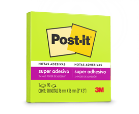 Bloco Autoadesivo 654 Verde Neon 76mm X 76mm C/ 90 Folhas Post-It 3M 