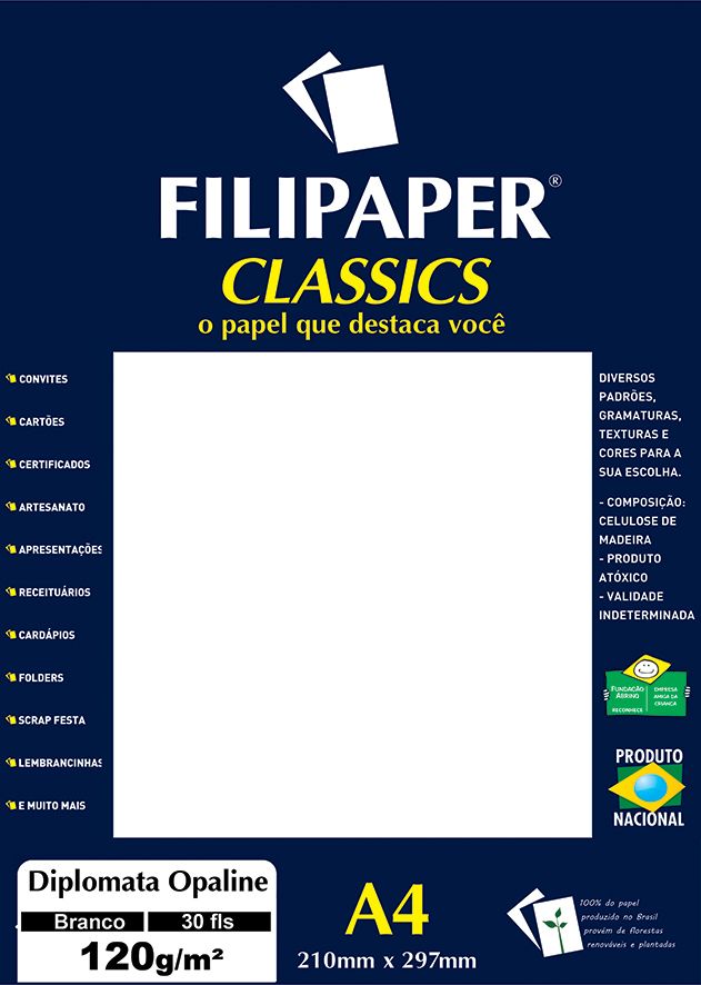 Papel Opaline/diplo A4 120grs C/30fl Filiperson