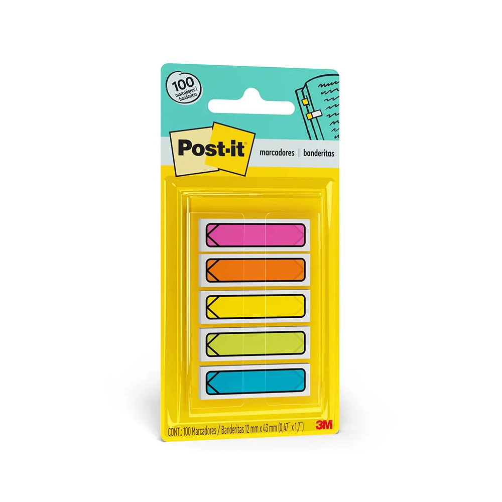 Marcador De Página Flags Tipo Seta 5 Cores Neon C/ 100 Unid. 683-arr2 Post-it 3m