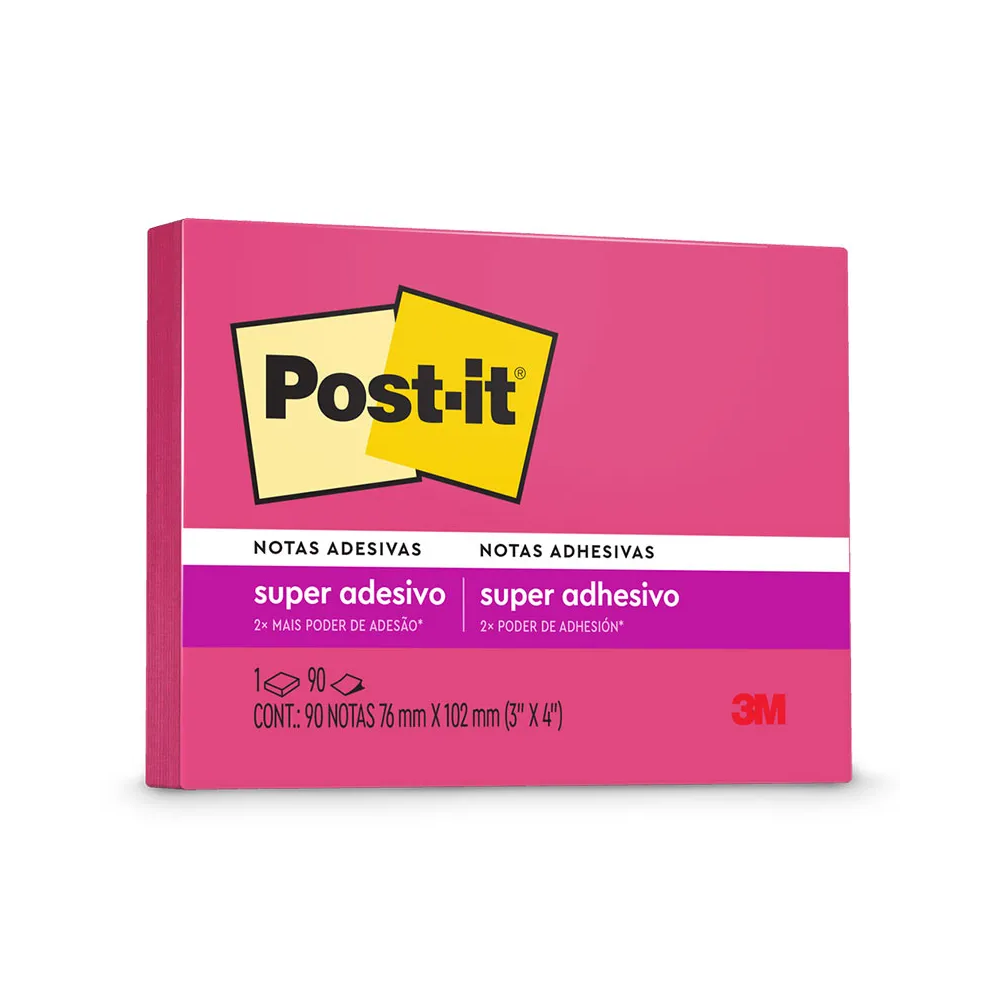 Bloco Autoadesivo 657 Rosa Neon Reciclado 76mm X 102mm C/ 90 Folhas Post-it 3m