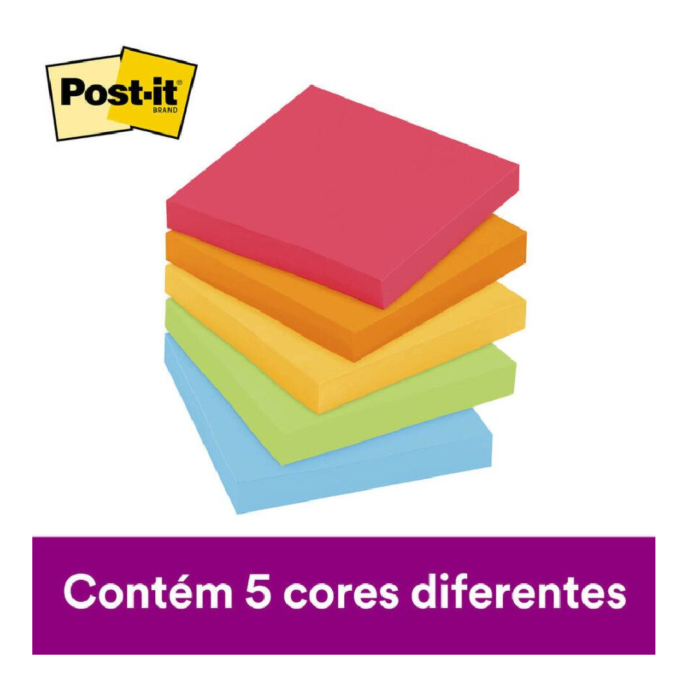 Kit 5 Blocos Autoadesivos Coleção 654 76mm X 76mm Post-it 3m