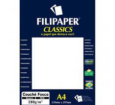 Papel Couché 180g A4 C/ 50 Folhas Fosco Filiperson