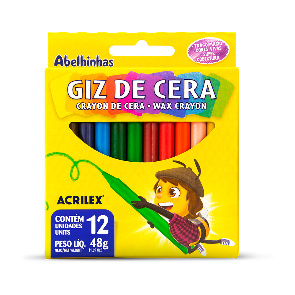 Giz De Cera 12 Cores 9012 Acrilex