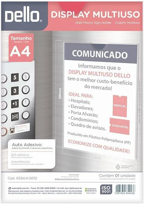 Quadro De Aviso A4 Multiúso Pp 0534.h Cristal Dello