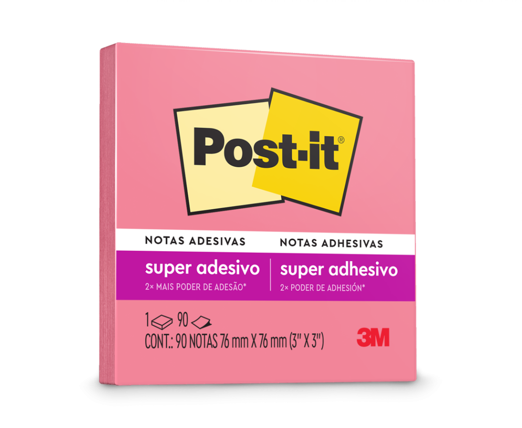 Bloco Autoadesivo 654 Pink 76mm X 76mm C/ 90 Folhas Post-It 3M 