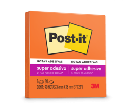 Bloco Autoadesivo Laranja 76mm X 76mm C/ 90 Folhas Post-It 3M 