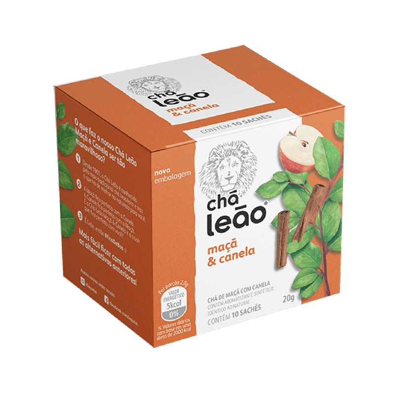 Chá Mate Leão Premium Maçã Com Canela C/ 10 Sachês 20g 