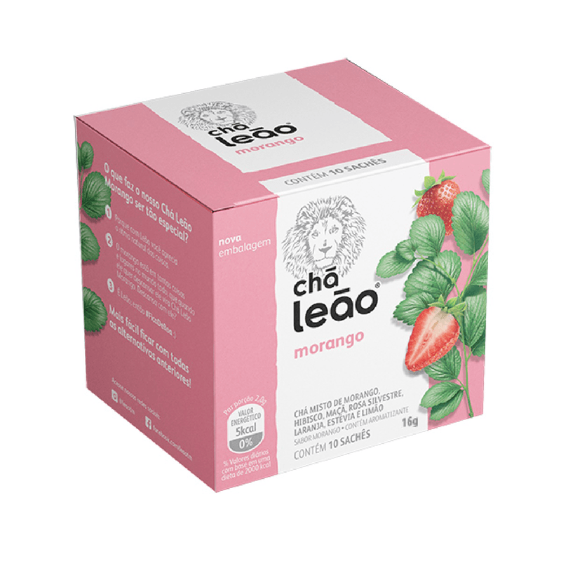 Chá Mate Leão Morango C/ 10 Sachês 16g 