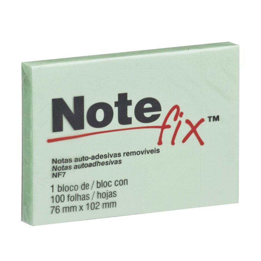 Bloco Adesivo 76 X 102 C/ 100 Folhas Verde Notefix 3M 