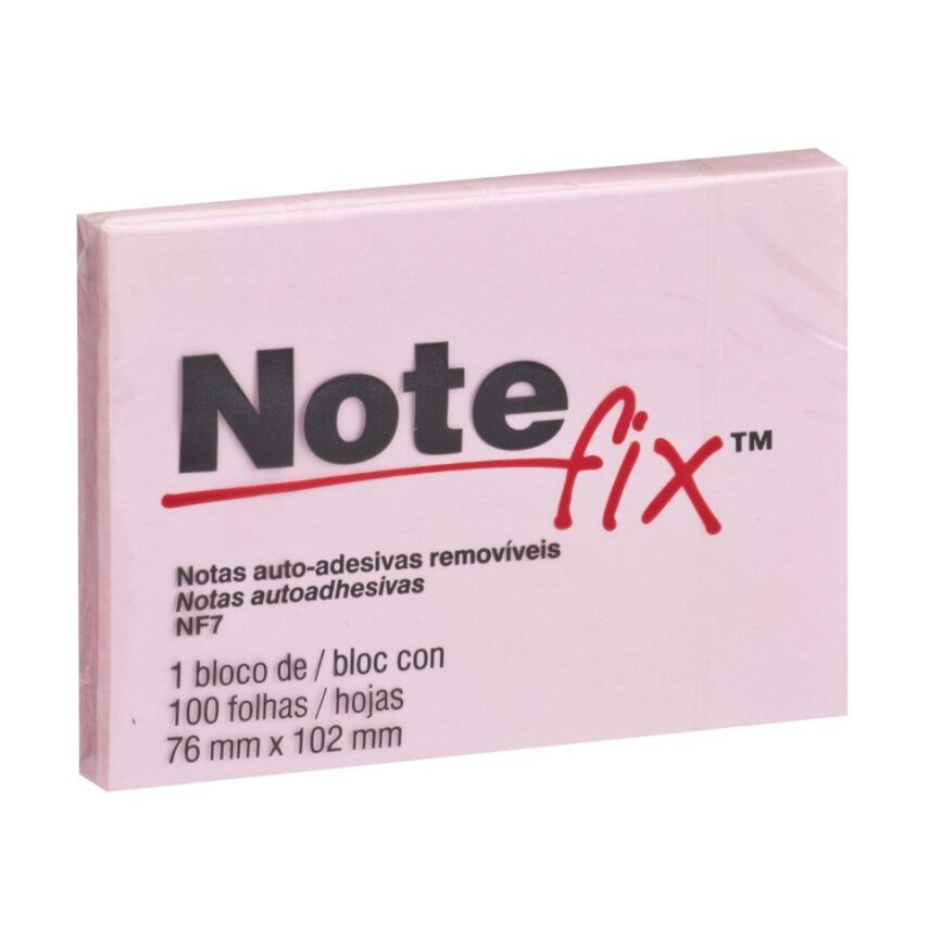 Bloco Adesivo 76 X 102 C/ 100 Folhas Rosa Notefix 3M 