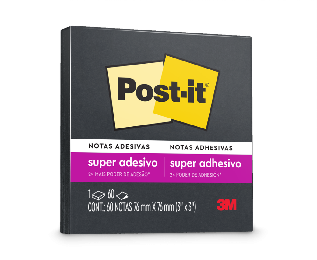 Bloco Autoadesivo 654 Preto 76mm X 76mm C/ 60 Folhas Post-It 3M 