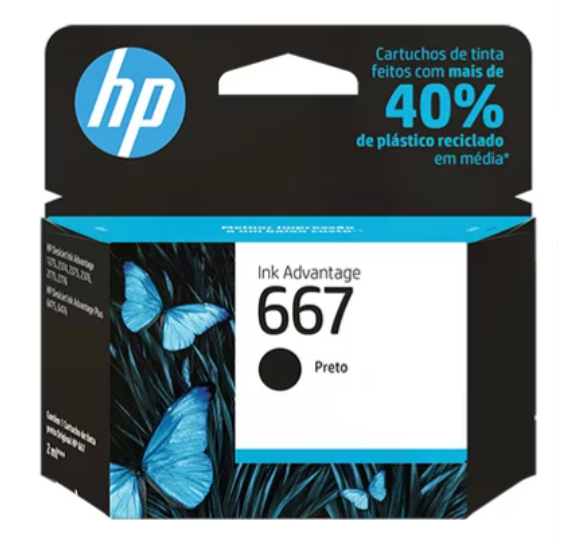 Cartucho Original Hp667 3ym79ab Preto Hp