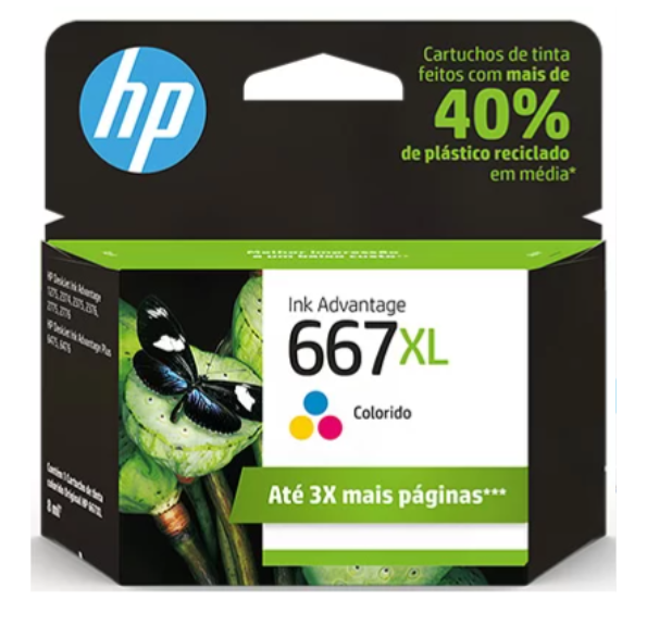 Cartucho Original Hp667xl 3ym80ab Colorido Hp