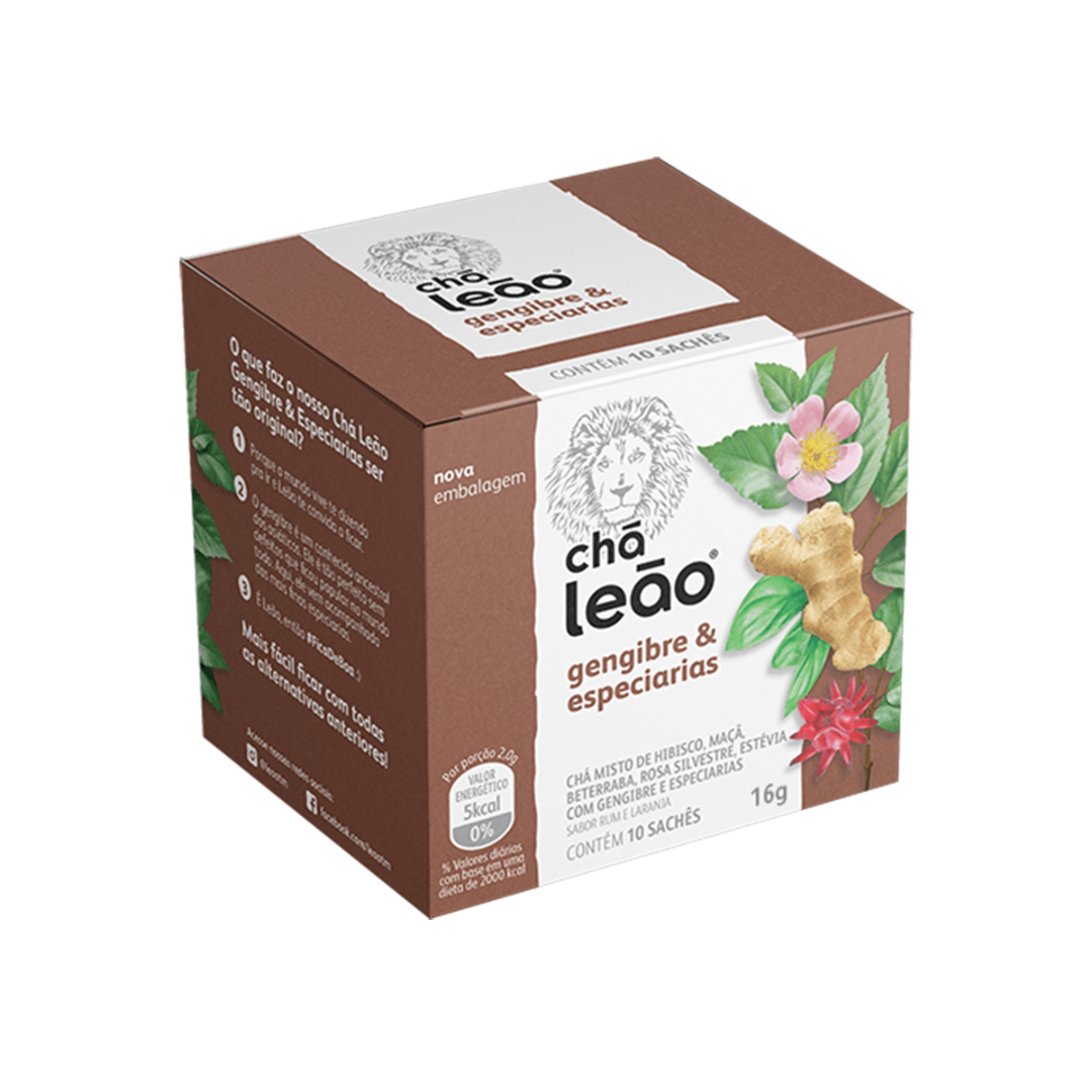 Chá Mate Leão Gengibre E Especiarias C/ 10 Sachês 16g