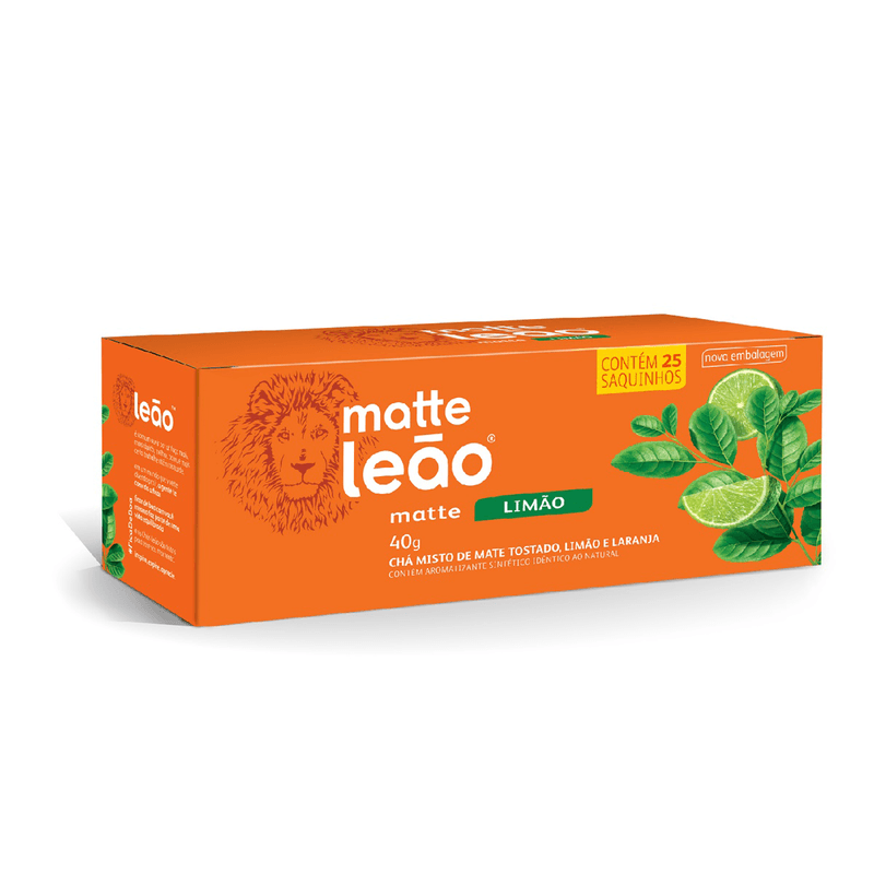 Chá Mate Leão Natural Com Limão C/ 25 Sachês 40g 