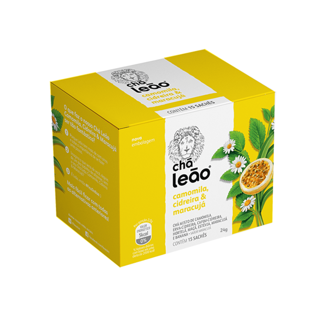 Chá Mate Leão Premium Camomila Com Cidreira E Maracujá C/ 15 Sachês 24g