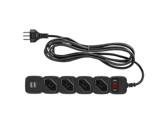 Protetor C/ 4 Tomadas + 2 Usb Epe 204 Preto Intelbras