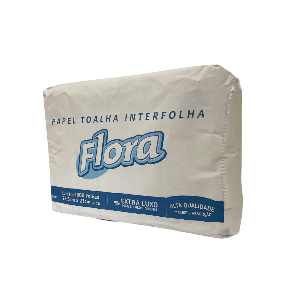 Papel Toalha Interfolha Flora 100% Celulose 22,5cm X 21cm - 1000 Folhas