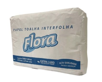 Papel Toalha Interfolha 22,5cm X 21cm 100% Celulose C/ 1000 Flora 