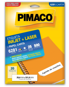 Etiqueta Inkjet/laser 6281 C/ 500 Pimaco
