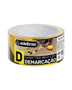 Fita P/ Demarcação De Solo Zebrada (amarela/preta) 48mm X 14m Adelbras