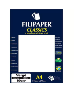 Papel Vergê A4 90g C/ 100 Folhas Branco Filiperson