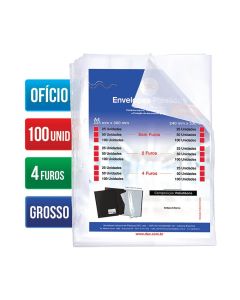 Envelope Plástico Ofício 4 Furos 0,15 076FU Dac 