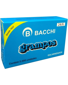 Grampo Galvanizado 24/6 C/ 5000 Unidades Bacchi