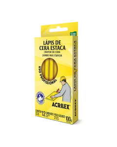 Lápis De Cera Estaca 504 Amarelo C/ 12 Acrilex