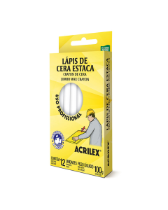 Lápis De Cera Estaca 519 Branco C/ 12 Acrilex