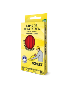 Lápis De Cera Estaca 507 Vermelho C/ 12 Acrilex