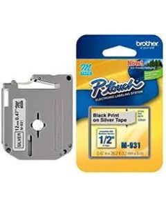 Fita Para Rotulador M.931 12mm X 8m Preto/prateado Brother