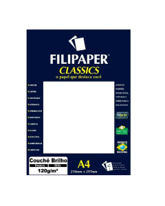 Papel Couchê Brilho A4 120g C/ 50 Folhas Branco Filipaper