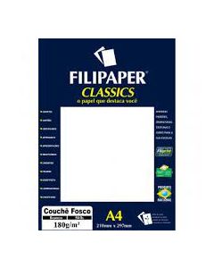 Papel Couché 180g A4 C/ 50 Folhas Fosco Filiperson