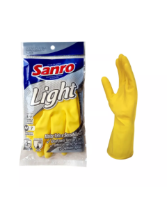 Luva De Látex Amarela Forrada Tamanho M Sanro Light
