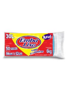 Saco De Lixo 30l Azul Super Econômico C/ 50 Embalixo
