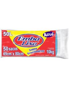 Saco De Lixo 50l Azul Super Econômico C/ 50 Embalixo