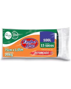 Saco De Lixo 100l Preto Wecycle Reforçado C/ 15 Embalixo