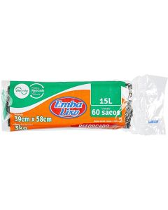 Saco De Lixo 15l Preto Wecycle Reforçado C/ 60 Embalixo